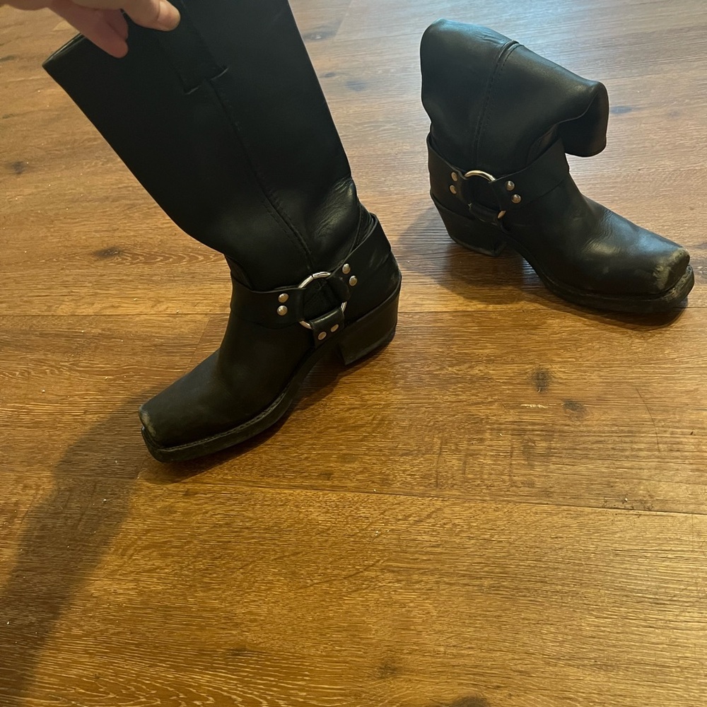 Frye Black Leather Moto Boots - Picture 2 of 7